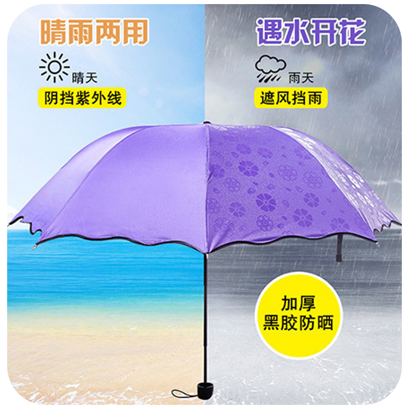 超輕晴雨兩用傘防曬黑膠太陽傘女防紫外線三折傘折疊雨傘大遮陽傘