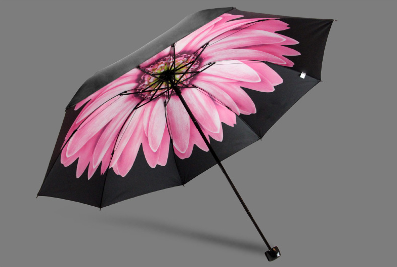 黑膠雛菊小黑傘 男女式防紫外線防曬傘 三折太陽傘折疊雨傘