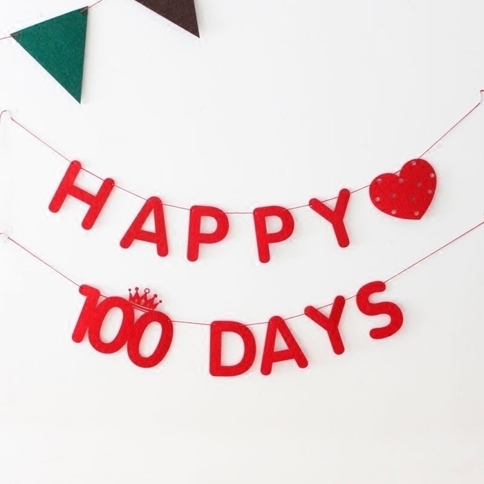 云木雜貨 毛氈DIY字母掛飾100DAYS表白示愛清新掛飾寶寶100天慶祝