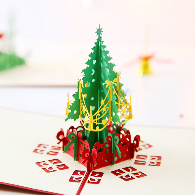 云木雜貨 圣誕節立體賀卡3D樹鹿diy圣誕節祝福賀卡小卡片紀念卡