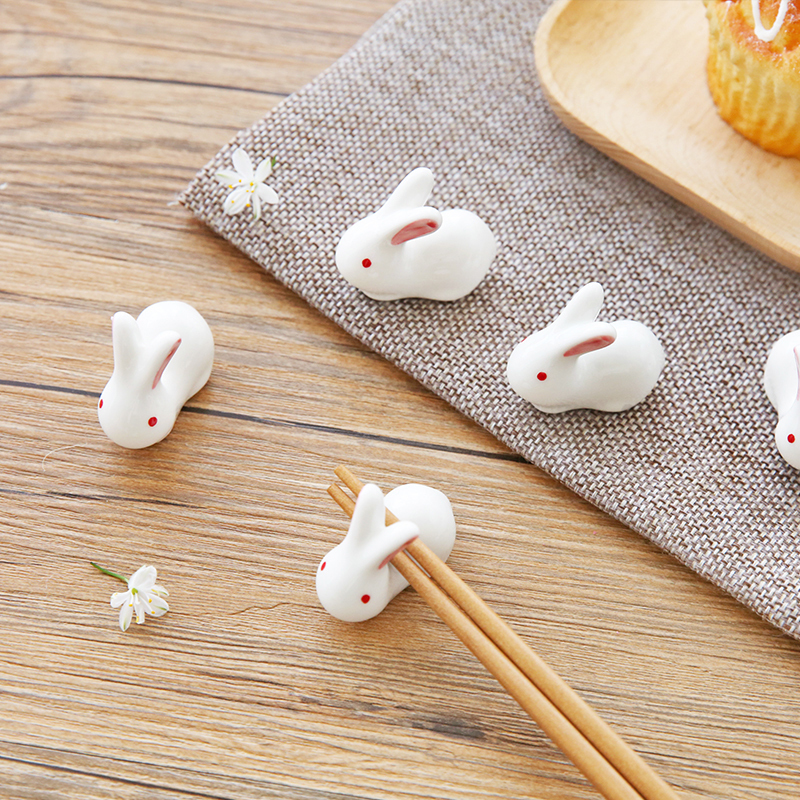 云木雜貨 陶瓷筆架兔子筷架筷子托筆擱迷你桌面裝飾擺件家居餐具